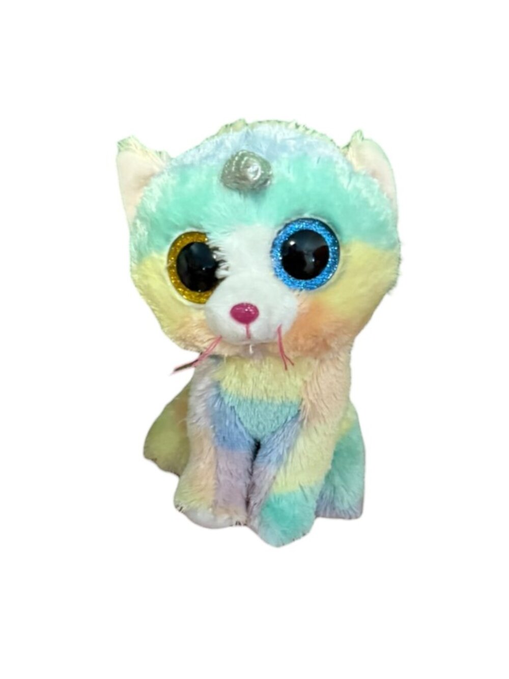 Ty Beanie Boo “Heather” the Unicorn Cat Plush – Rainbow Pastel – Sparkle Horn
